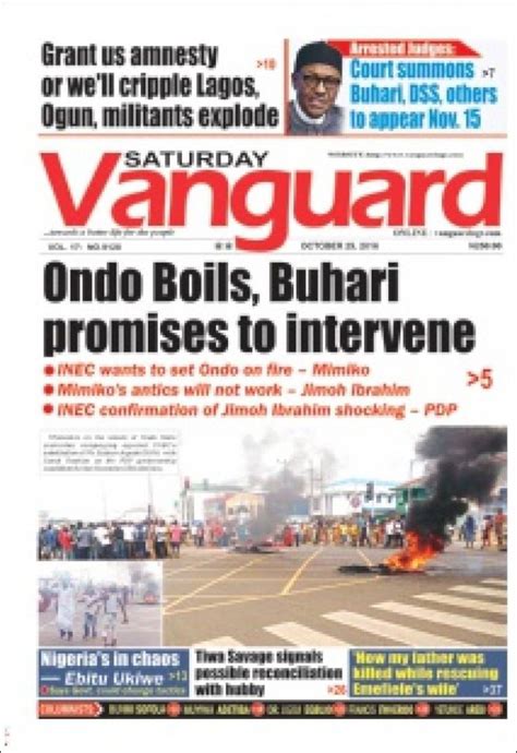 vanguard newspaper nigeria online today