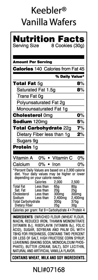 vanilla wafer cookies nutrition facts
