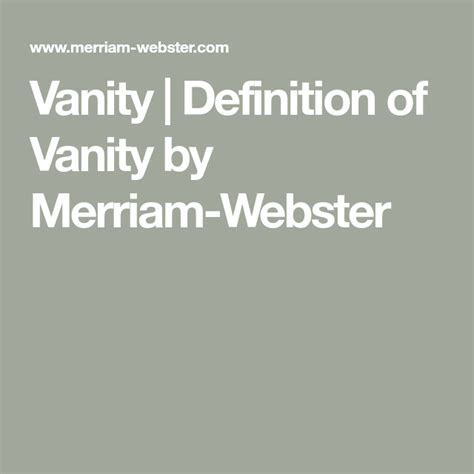 Vanity Definition Merriam ster