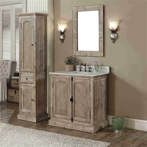 Vanity With Linen Tower Rustic