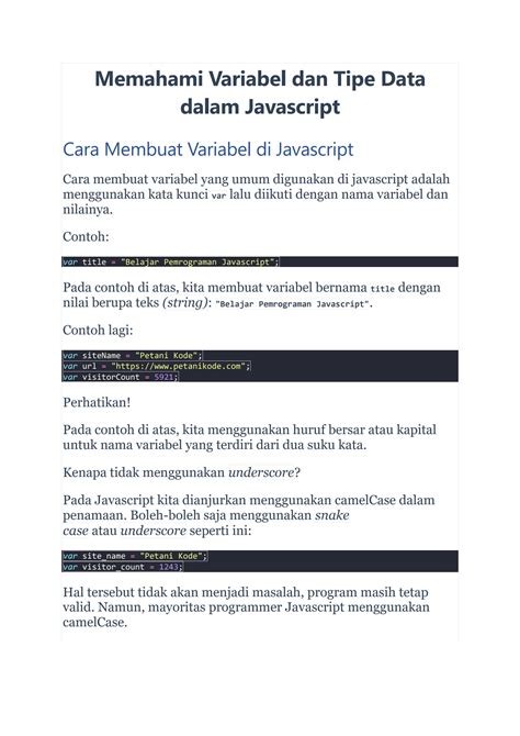 Variabel dan Tipe Data JavaScript