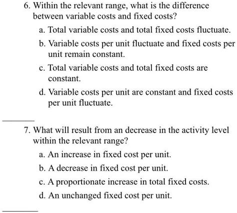 Variable Costs Within The Relevant Range
