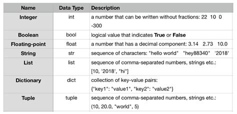 variable data types in programming with examples