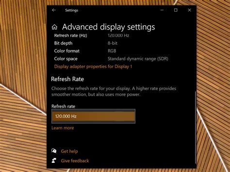 variable refresh rate display settings