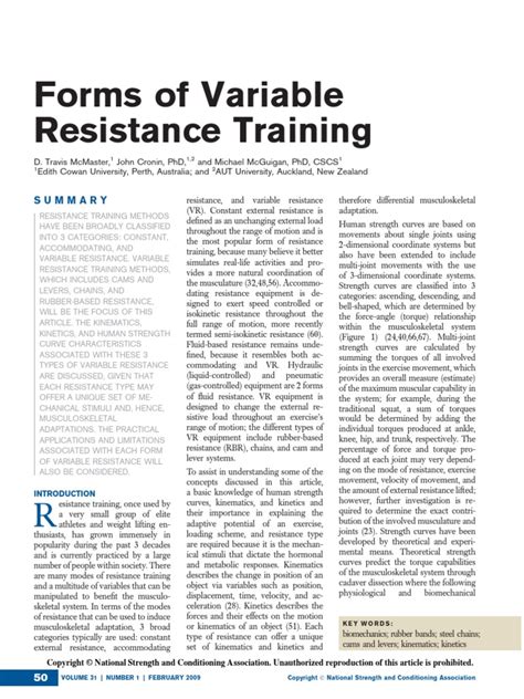 Variable Resistance Training Definition And Example