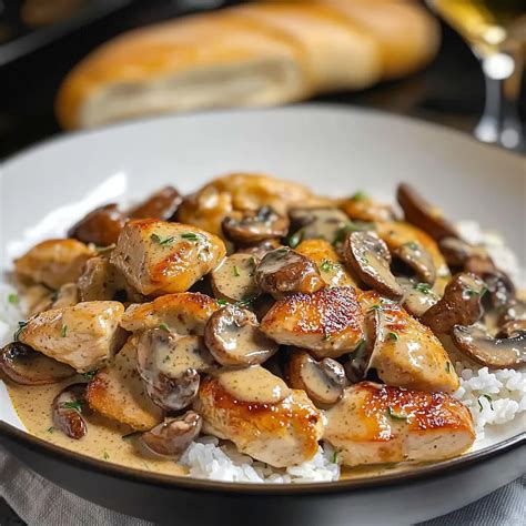 différentes variantes de poulet champignons