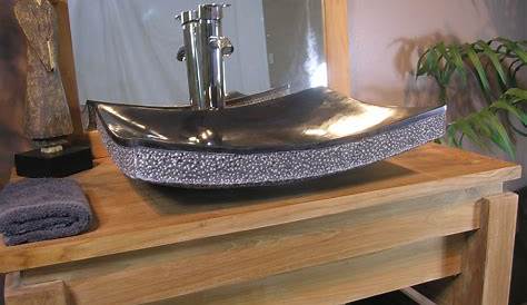 vasque à poser en marbre pour salle de bain Malo gris 45cm