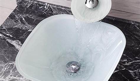 Vasque moderne en verre trempé blanc carré D 42 cm avec
