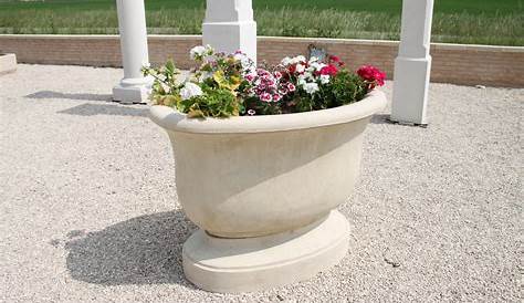Vasque de jardin sur pied, en pierre reconstituée (pierre