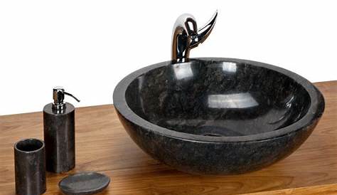 Vasque ronde en marbre noir 50cm