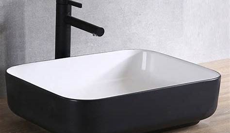 Vasque à poser noire et blanche en céramique, 51x40 cm