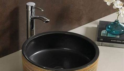 Vasque à poser ronde noir 38.5x38.5 cm céramique, Pure Fine