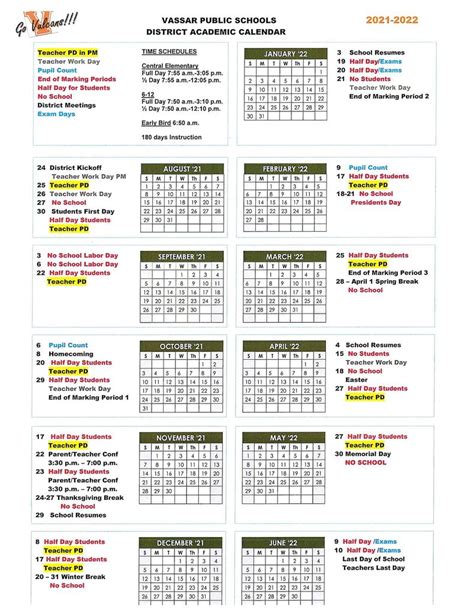 Vassar Academic Calendar 2024-25