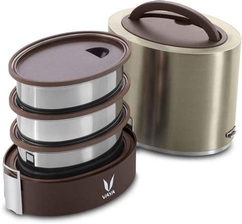 Buy Vaya Tyffyn Bloom Polished Stainless Steel Lunch Box for Kids with