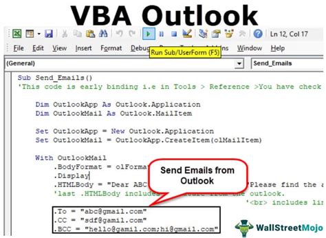 vba code to send email from excel using outlook