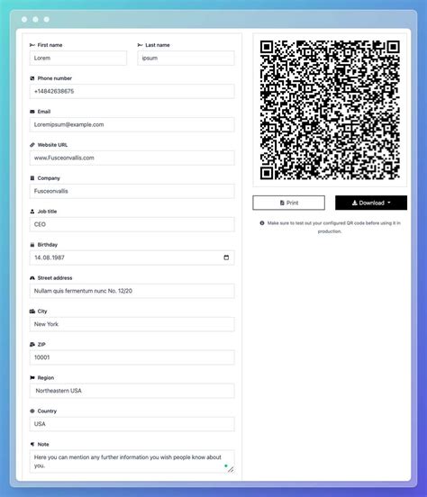 Vcard Qr Code Format
