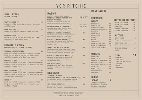 Vcr Jalan Ritchie Menu