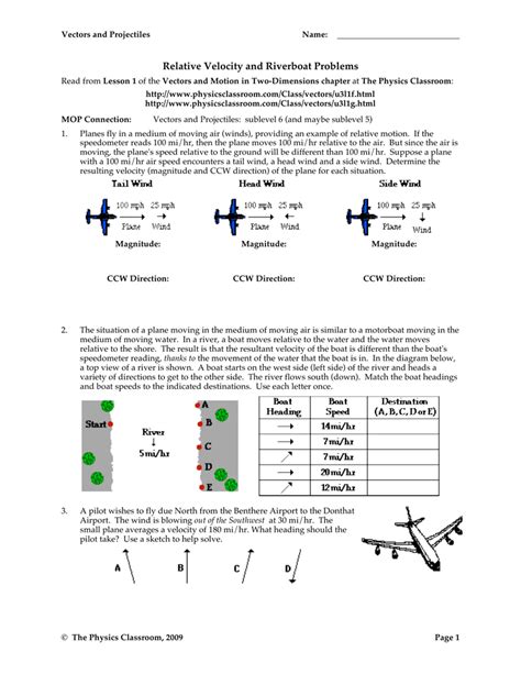 Vectors And Projectiles Worksheet Answers —