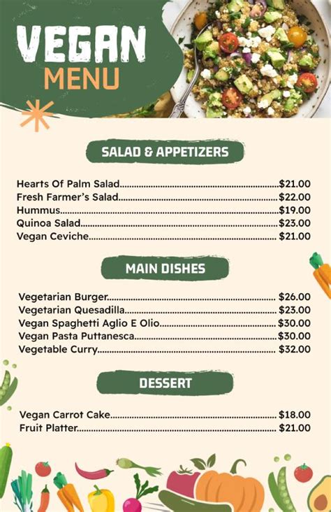 vegan menu