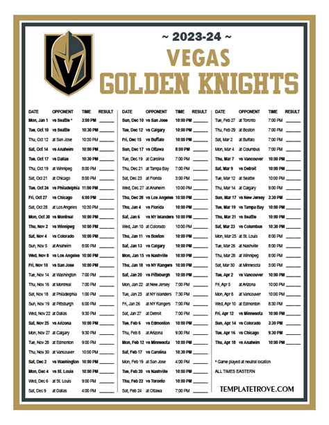 vegas knights schedule 2023-24