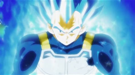 vegeta goes super saiyan blue evolution for the first time episode