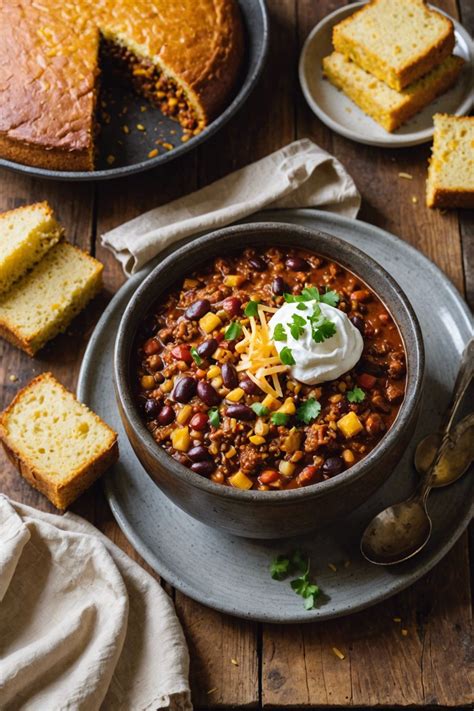 Vegetarian Chili with Cornbread