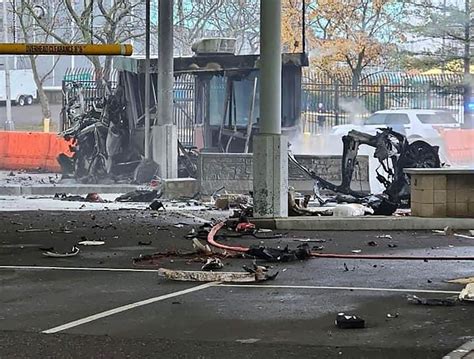 vehicle explodes on bridge