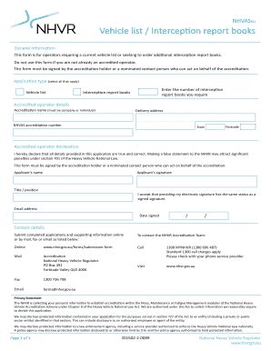 Vehicle List/Interception Report Books Application