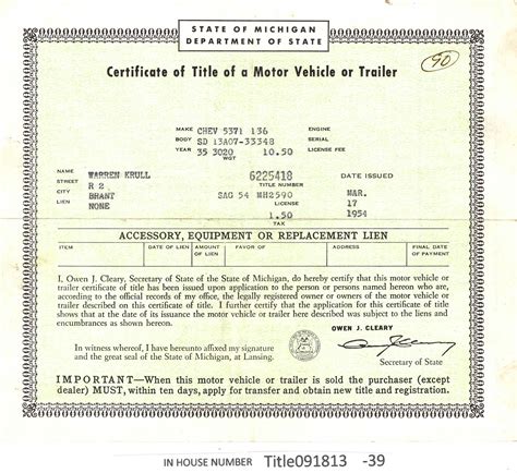 Vehicle title documents