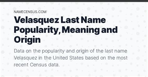 velasquez last name meaning
