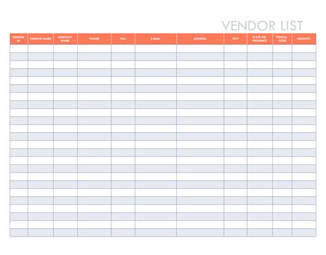 vendor sign up list