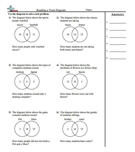 Venn Diagram Practice Worksheet