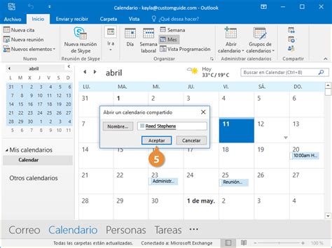 ver calendario outlook en escritorio