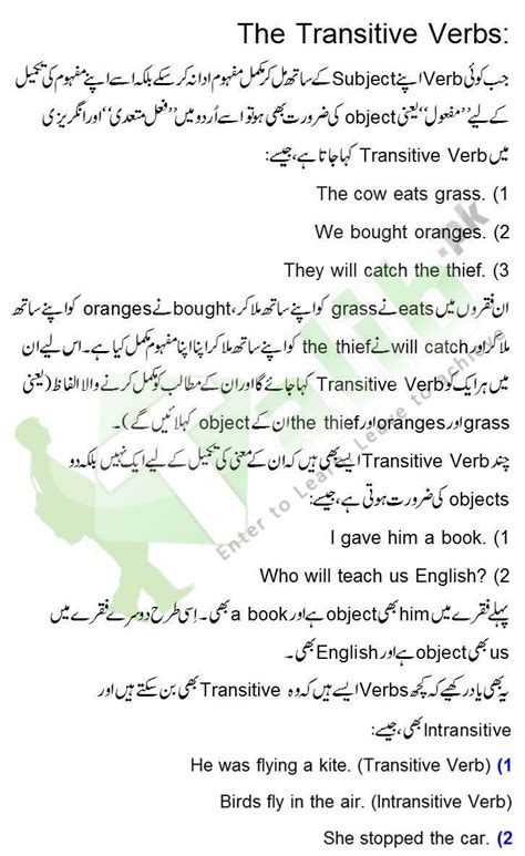 verb definition and examples in urdu