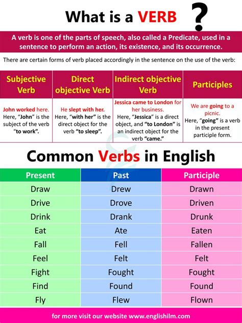 verb definition and examples with answers