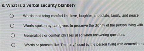 Verbal Security Blanket Examples