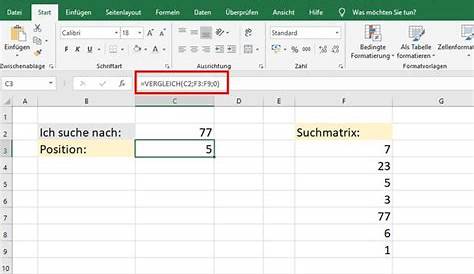 Excel: VERGLEICH-Funktion mit Beispiel erklärt