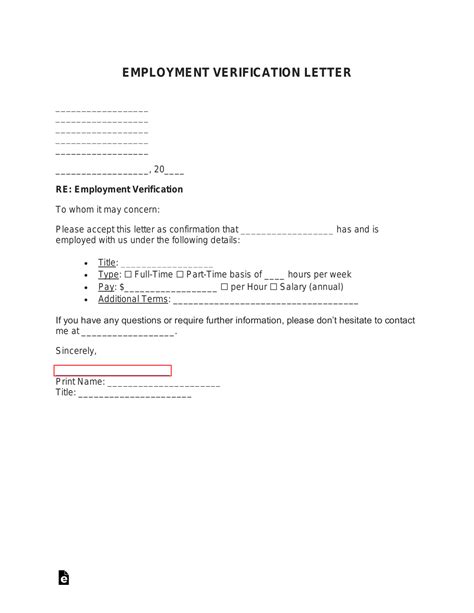 verification letter from employer