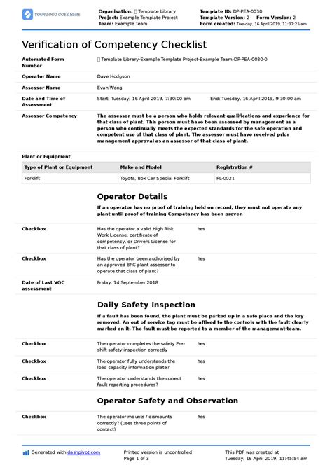 verification of competency form template