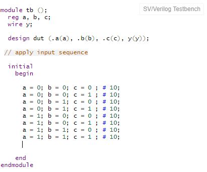 verilog code examples with testbench