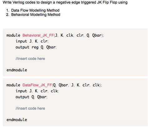 verilog code for jk flip flop using dataflow modelling
