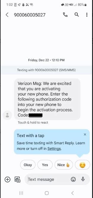 verizon confirmation code