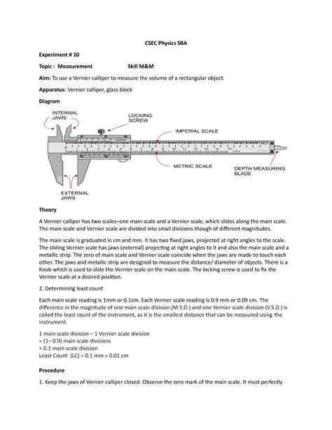 Vernier Calipers Lab Report