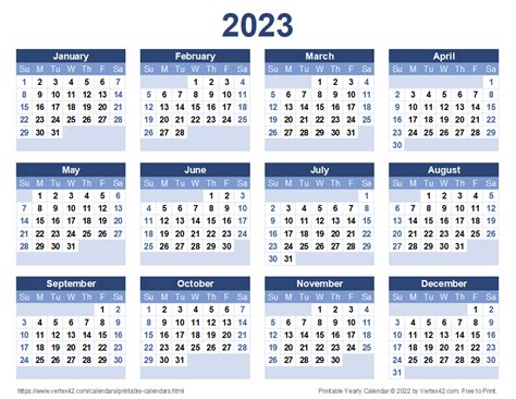 vertex42 calendar 2023 printable