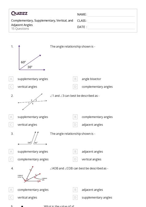 Vertical Angles Quizizz