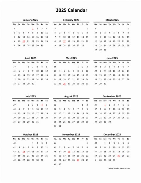 Vertical Calendar Printable 2025