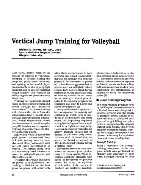 Vertical Jump Training Pdf