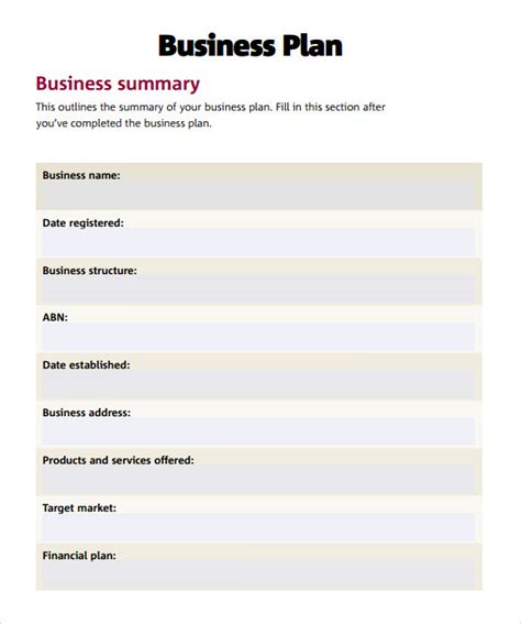 very simple business plan template