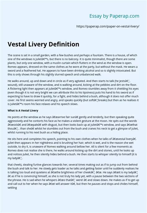 vestal livery meaning