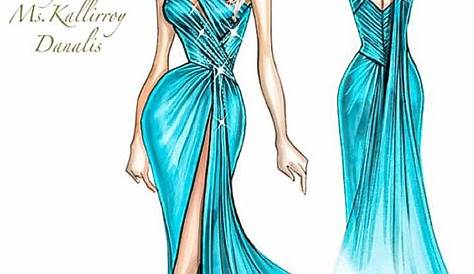 12+ Dress Designs Drawing Blue (With images) | Fashion sketches dresses